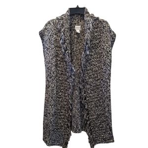 Chico's women's knit black/white open front sweater cardigan vest size 1 Small